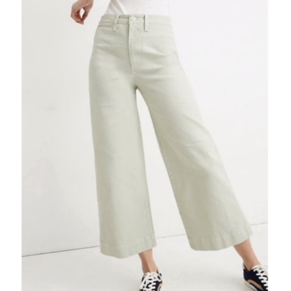 Madewell high rise crop jean wide leg light green size 24